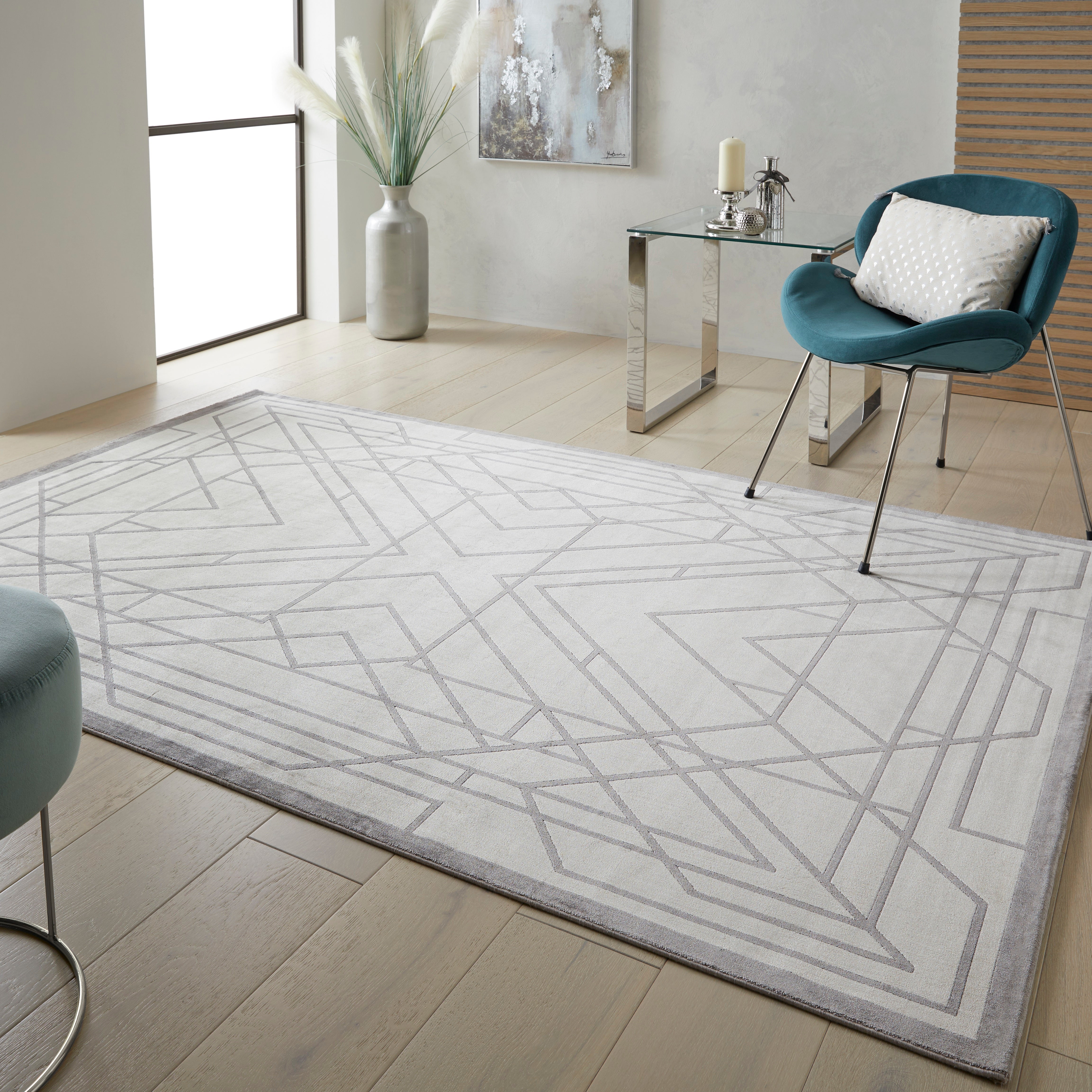 Concept Looms Lugano LUG07 Ivory/Grey Large Rectangle Rug